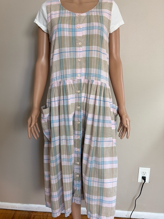 Sugar Co. Ltd. Dresses & Skirts - VINTAGE 80's SUGAR CO. LTD Pink Beige Blue PLAIN Cottage JUMPER Midi Dress